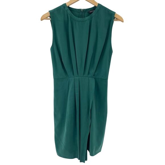 Club Monaco Kelly Green Sleeveless Faux Wrap Knee Length Casual Office Dress  00 - Picture 1 of 10